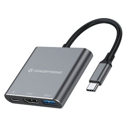 Imagem de Docking Station Conceptronic Type-C Multiport  3-em-1 Donn18G 100W Cinza