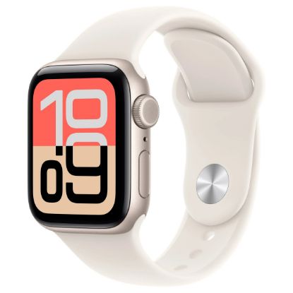 Imagem de Apple Watch SE 3 GPS + Cellular Alumínio Luz das Estrelas | Bracelete Desportiva Luz das Estrelas - S/M (44mm)